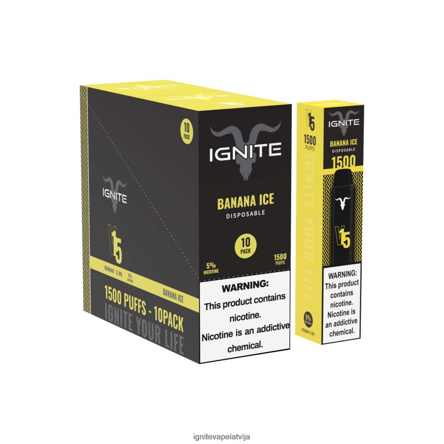Ignite Vape Latvija | IGNITE V15 vape pildspalva 10 pac banānu ledus V22L8011