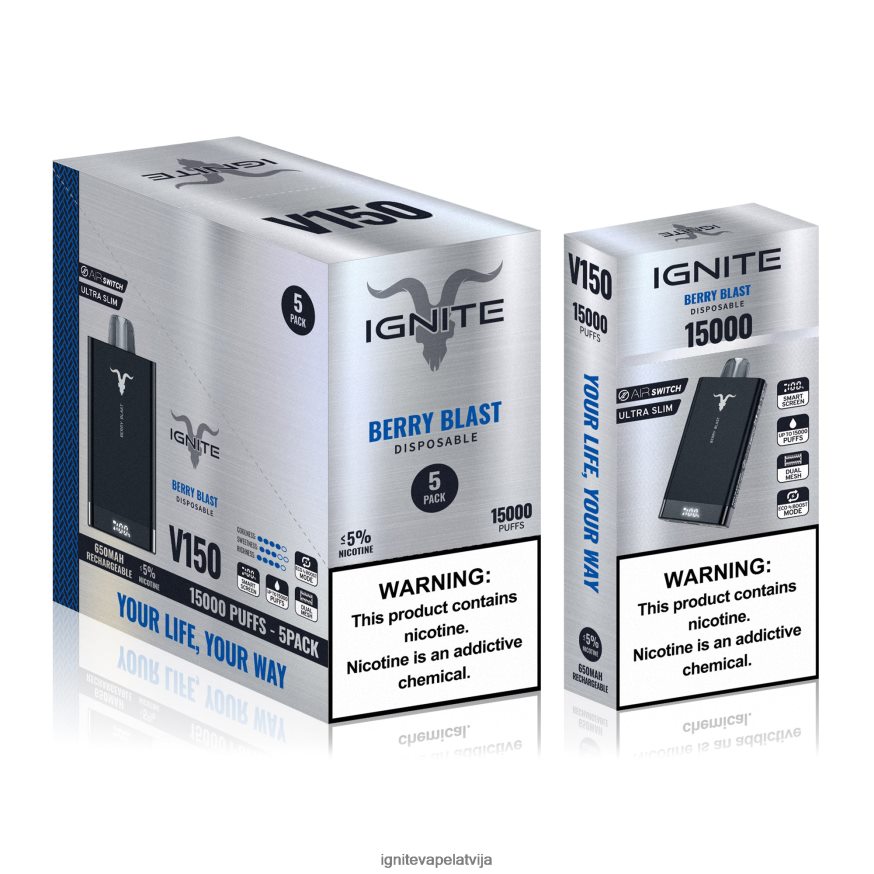 Ignite E Cigarette | IGNITE V150 vape pildspalva 5-iepakojumā ogu sprādziens V22L8010
