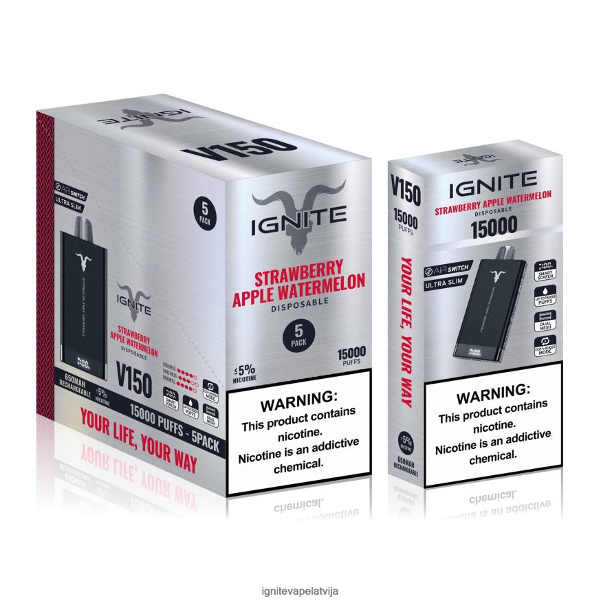 Ignite Puff Bar | IGNITE V150 vape pildspalva 5-iepakojumā ledaina piparmētra V22L8086