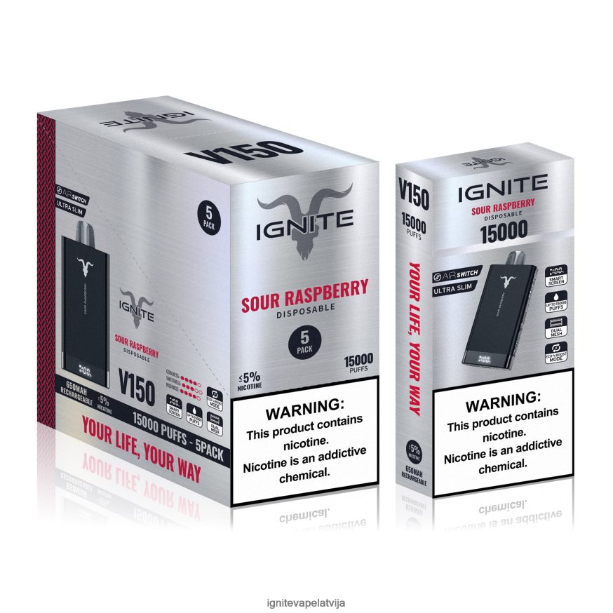 Ignite Puff Bar | IGNITE V150 vape pildspalva 5-iepakojumā ledaina piparmētra V22L8086