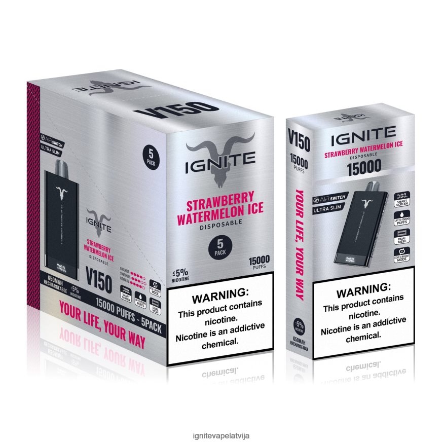 Ignite Puff Bar | IGNITE V150 vape pildspalva 5-iepakojumā ledaina piparmētra V22L8086