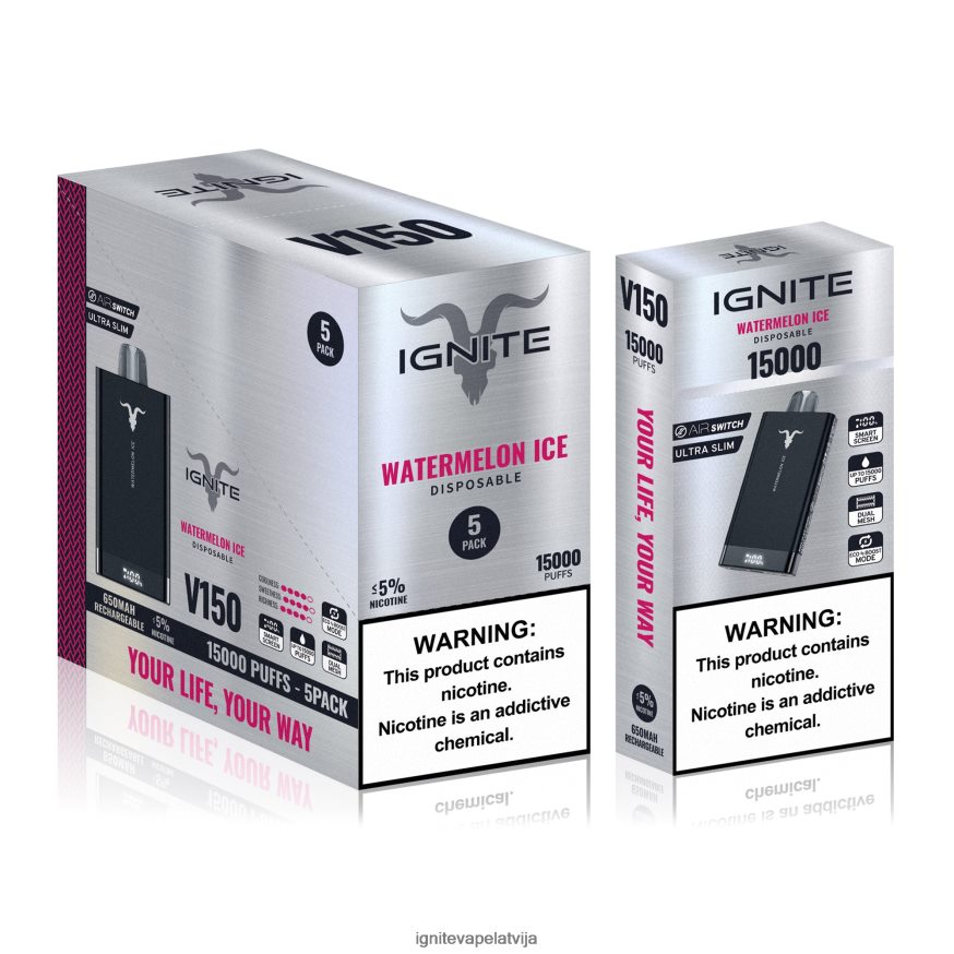 Ignite Puff Bar | IGNITE V150 vape pildspalva 5-iepakojumā ledaina piparmētra V22L8086