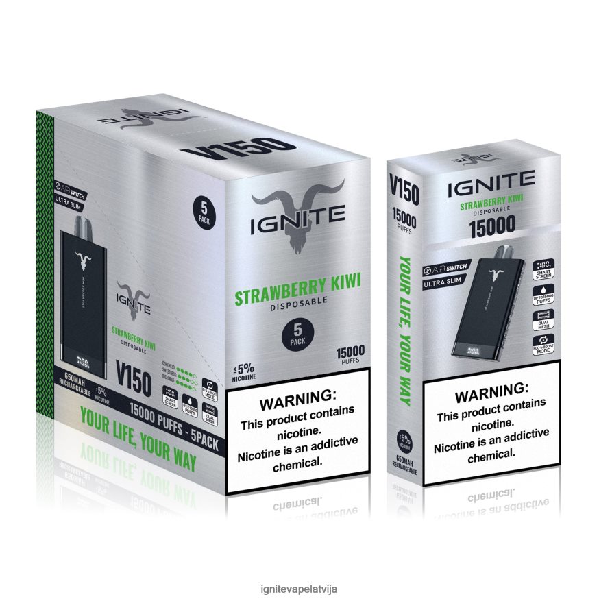 Ignite Puff Bar | IGNITE V150 vape pildspalva 5-iepakojumā ledaina piparmētra V22L8086