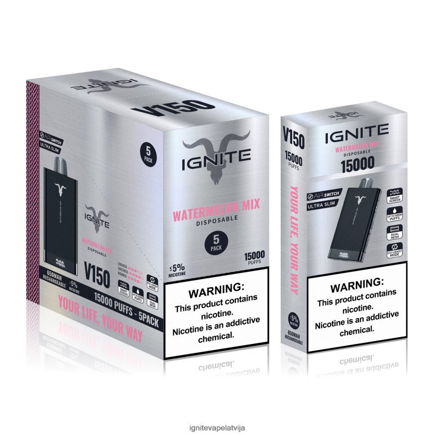 Ignite Puff Bar | IGNITE V150 vape pildspalva 5-iepakojumā ledaina piparmētra V22L8086
