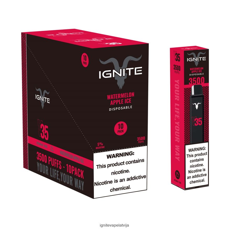 Best Ignite Flavor | IGNITE V35 vape pildspalva 10 pac arbūzu ābolu ledus V22L80129