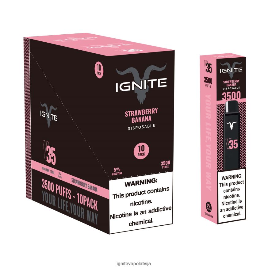 Best Ignite Vape Flavor | IGNITE V35 vape pildspalva 10 pac zemeņu banāns V22L80128