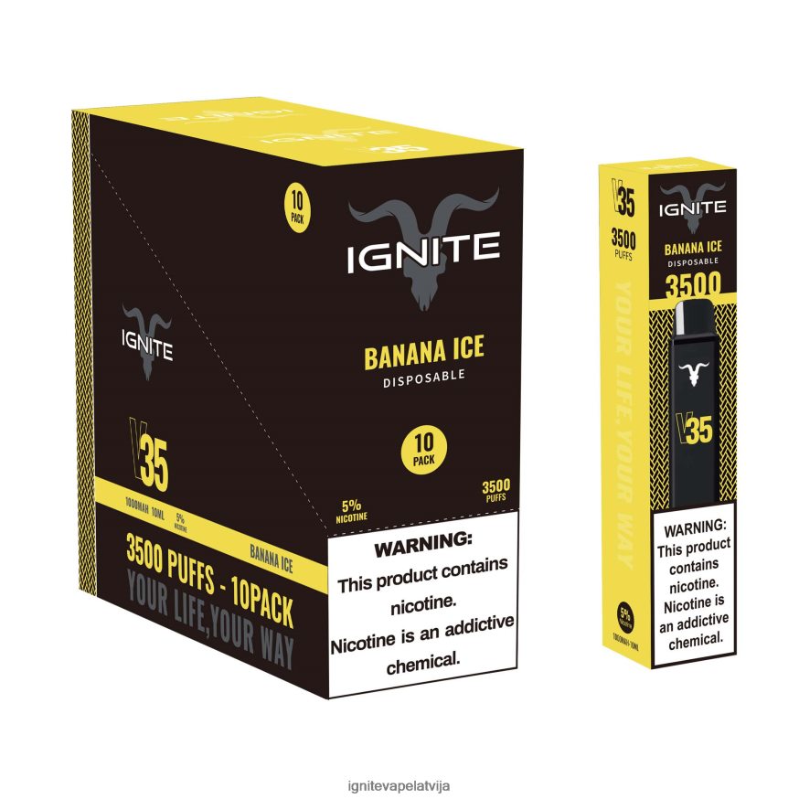 Ignite Puff Bar | IGNITE V35 vape pildspalva 10 pac banānu ledus V22L8016
