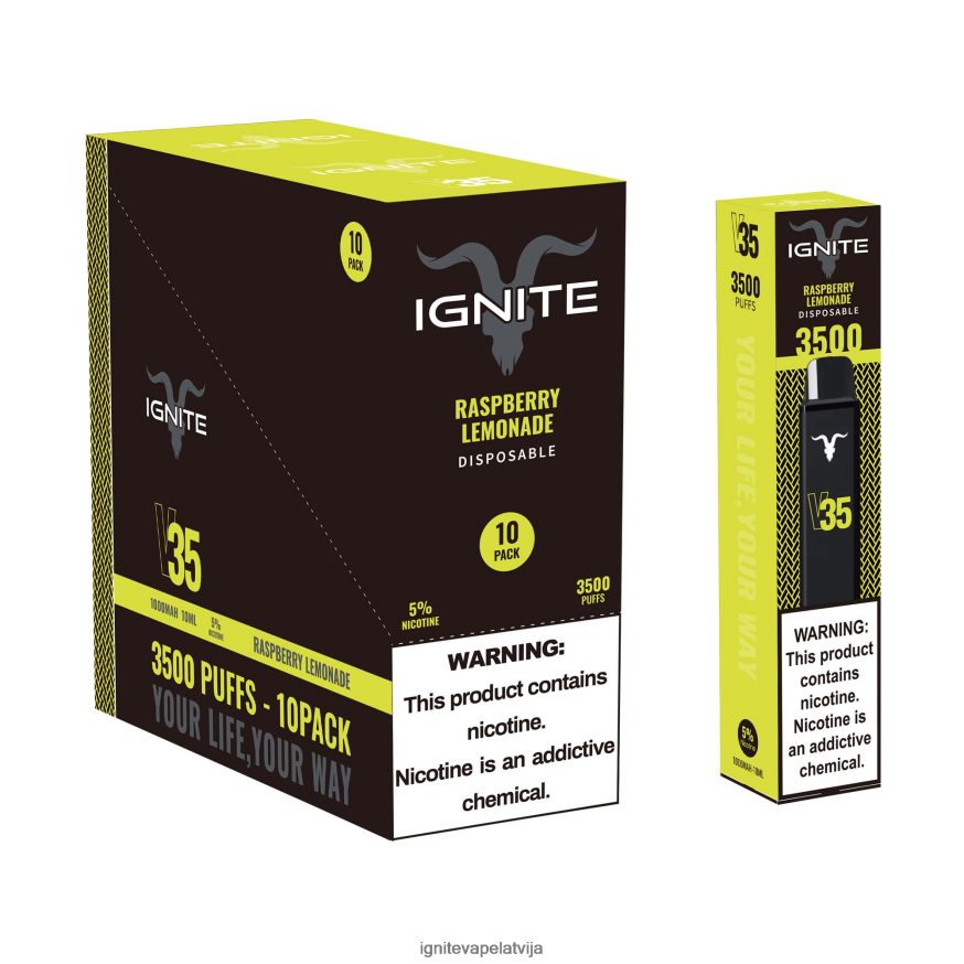 Ignite Puff Price | IGNITE V35 vape pildspalva 10 pac aveņu limonāde V22L80125