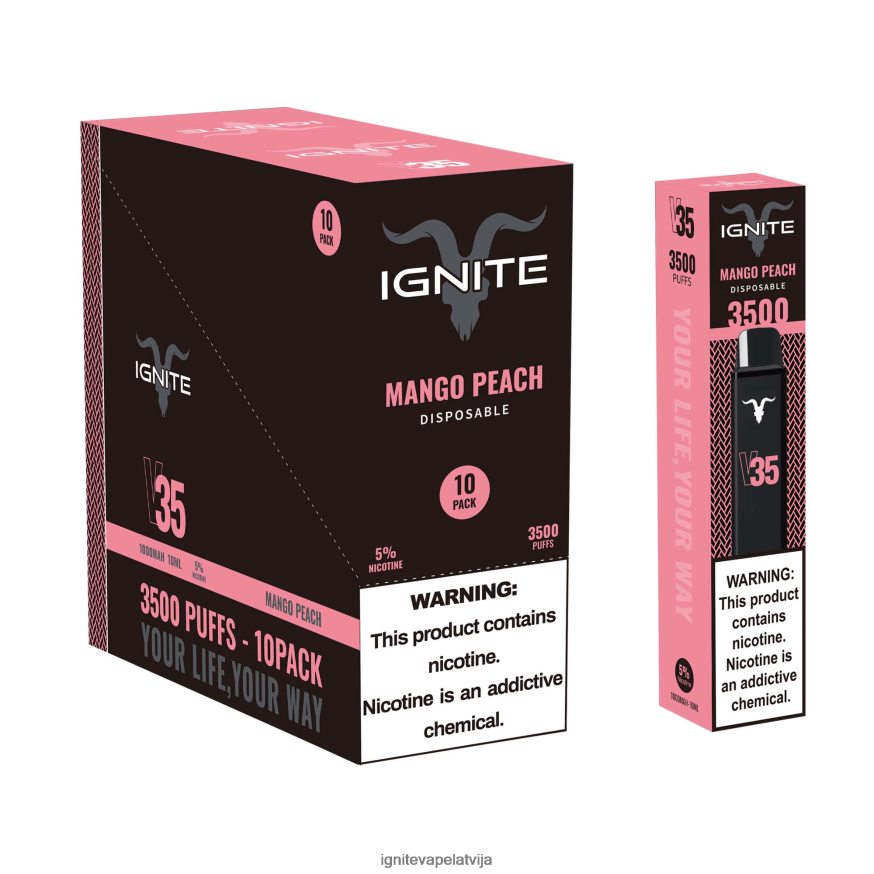Ignite Vape Flavours | IGNITE V35 vape pildspalva 10 pac mango persiks V22L80124