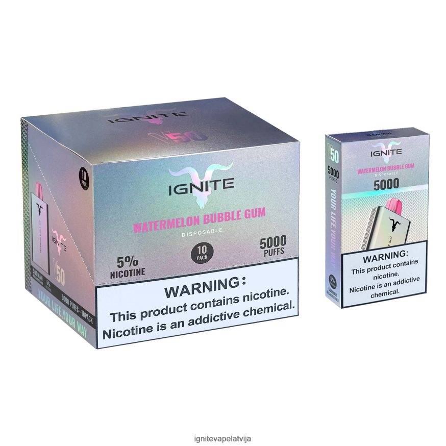 Ignite E Cigarette | IGNITE V50 vape pildspalva 10 pac arbūzu gumija V22L80150