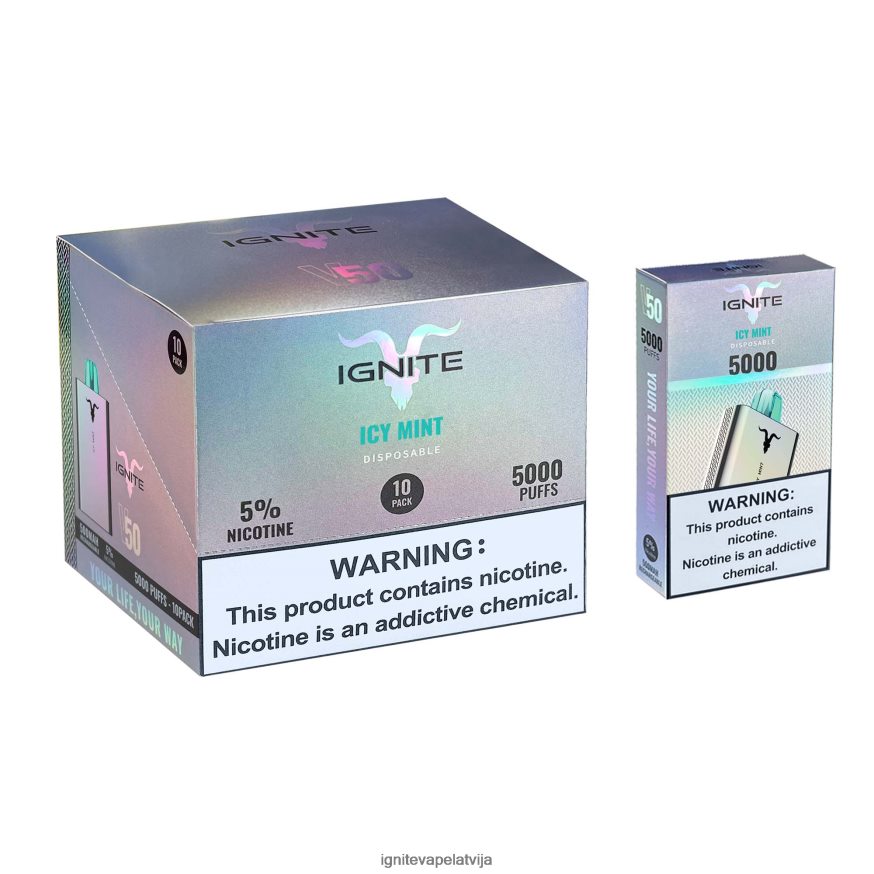 Ignite Puff Bar | IGNITE V50 vape pildspalva 10 pac ledaina piparmētra V22L80146