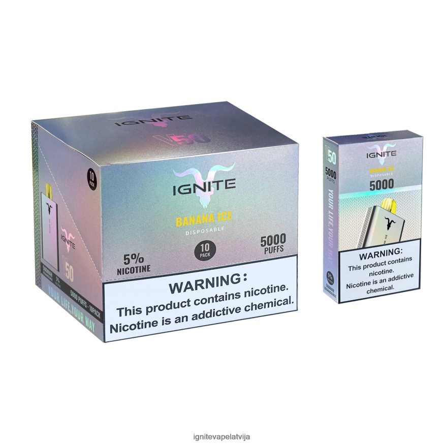 Ignite Vape Latvija | IGNITE V50 vape pildspalva 10 pac banānu ledus V22L80141