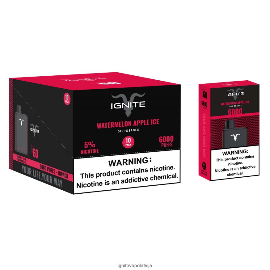 Best Ignite Vape Flavor | IGNITE V60 vape pildspalva 10 pac arbūzu ābolu ledus V22L8028
