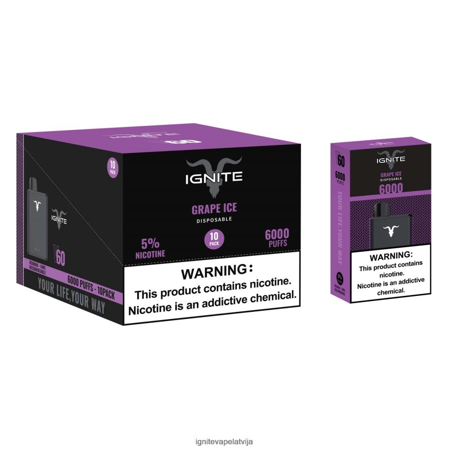 Best Ignite Vape Flavor | IGNITE V60 vape pildspalva 10 pac vīnogu ledus V22L8018