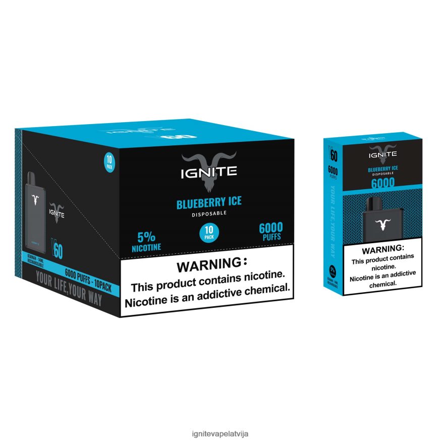 Ignite E Cigarette | IGNITE V60 vape pildspalva 10 pac ledaina piparmētra V22L8020