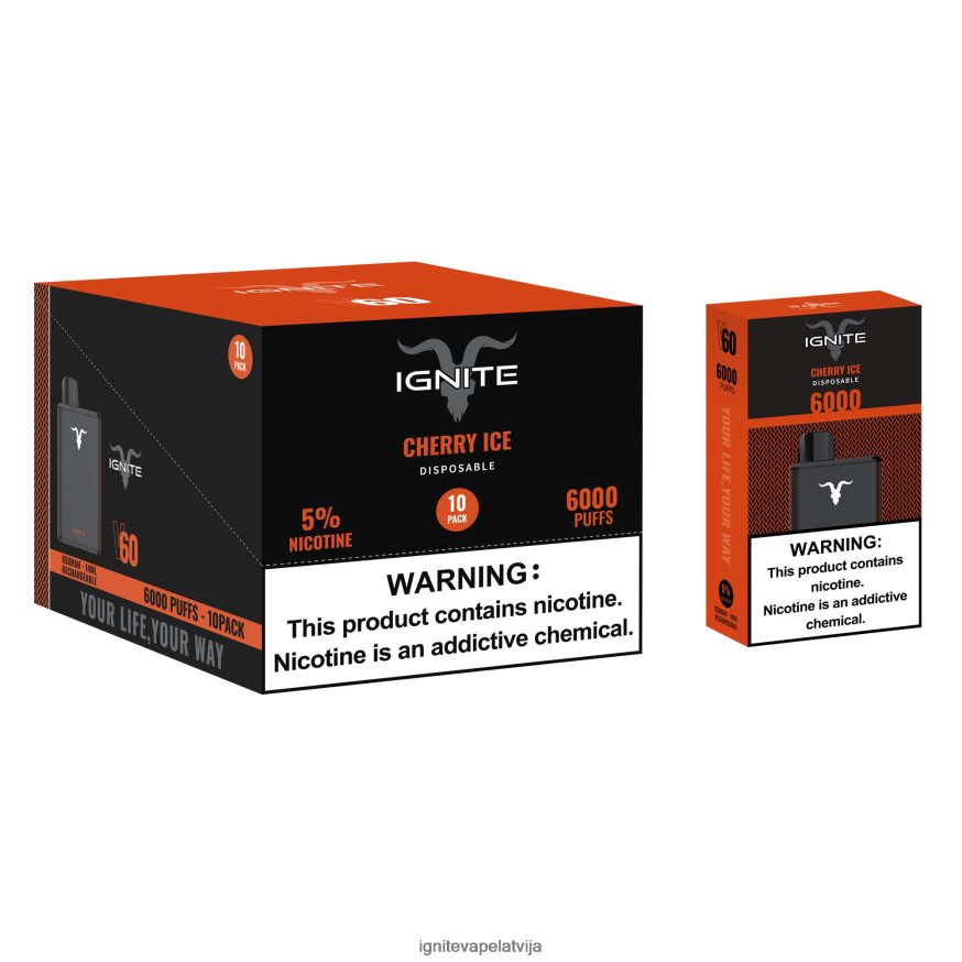 Ignite E Cigarette | IGNITE V60 vape pildspalva 10 pac ledaina piparmētra V22L8020