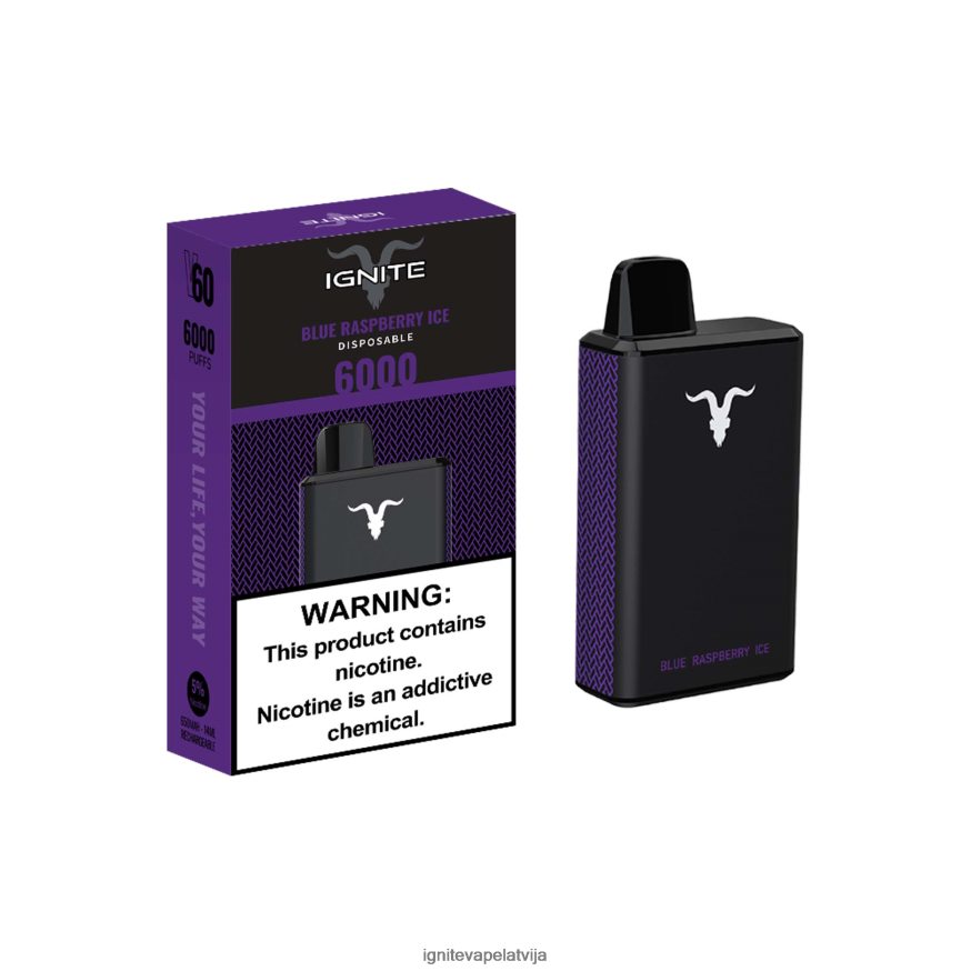 Ignite E Cigarette | IGNITE V60 vape pildspalva zilo aveņu ledus V22L8030