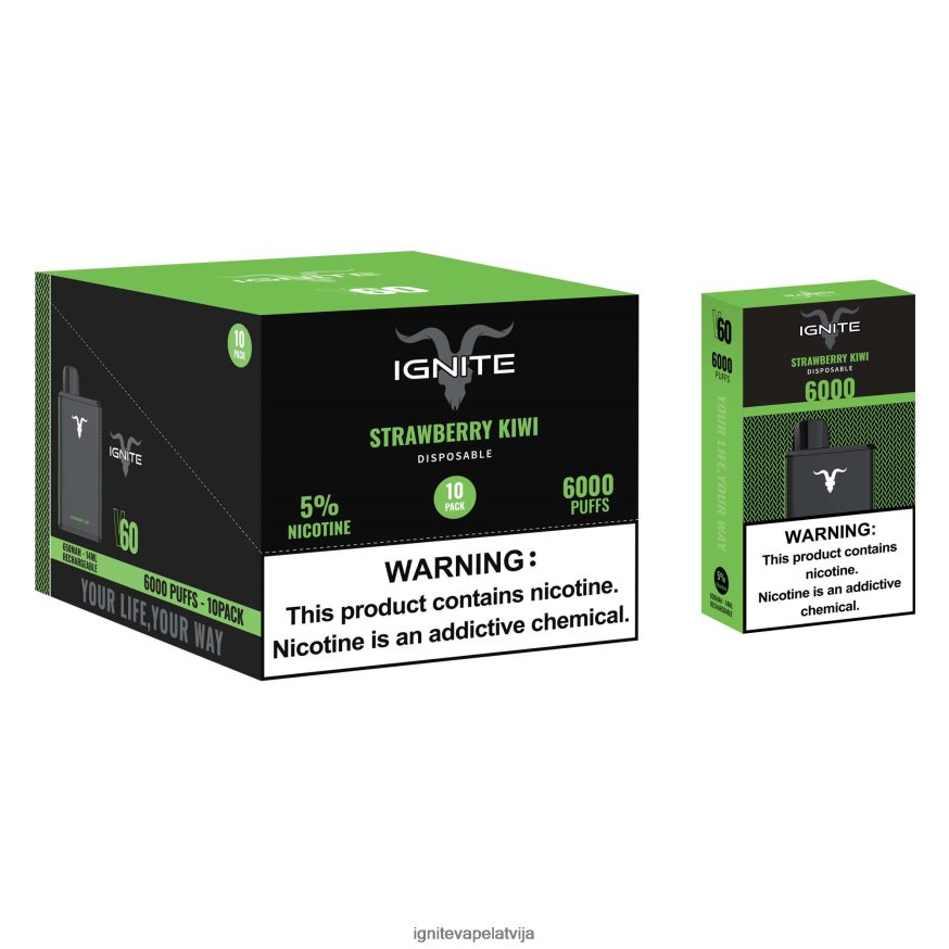 Ignite Puff Bar | IGNITE V60 vape pildspalva 10 pac zemeņu kivi V22L8026