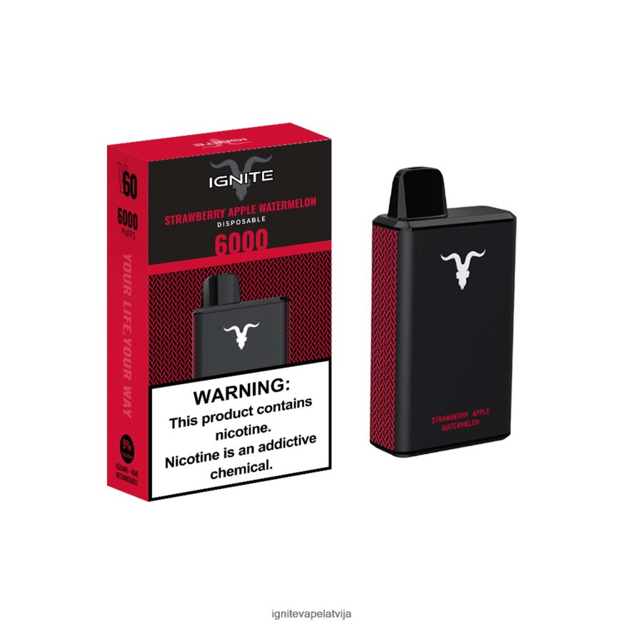Ignite Puff Bar | IGNITE V60 vape pildspalva zemeņu ābolu arbūzs V22L8036