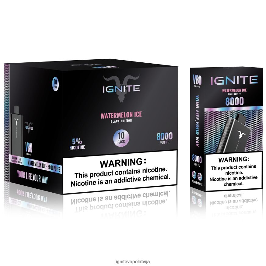 Ignite Puff Price | IGNITE V80 vape pildspalva 10 pac arbūzu ledus V22L8065