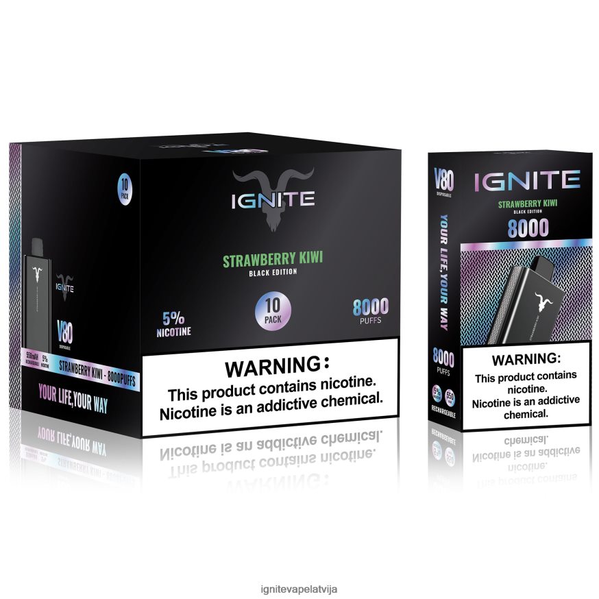Ignite Vape Flavours | IGNITE V80 vape pildspalva 10 pac zemeņu kivi V22L8064